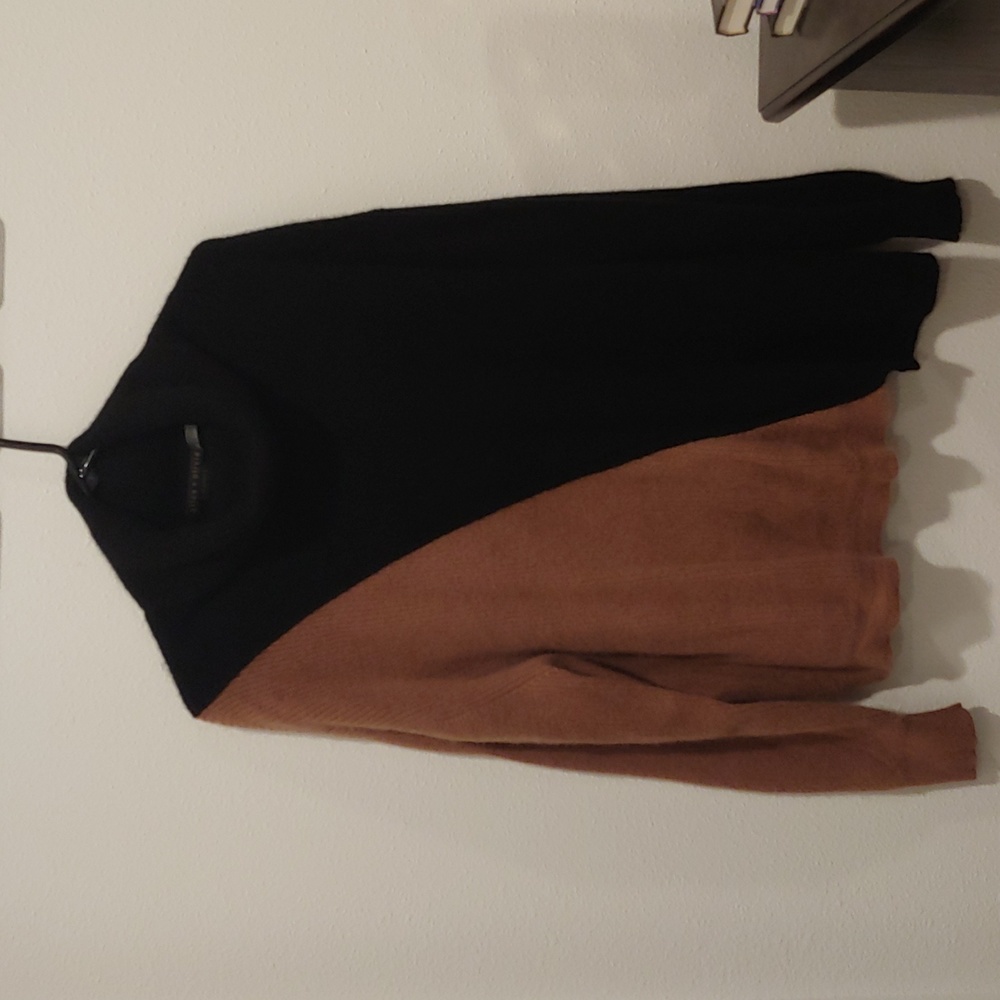Alice + Olivia Cashmere Asymmetrical Color Block Sweater Size XL Camel a…